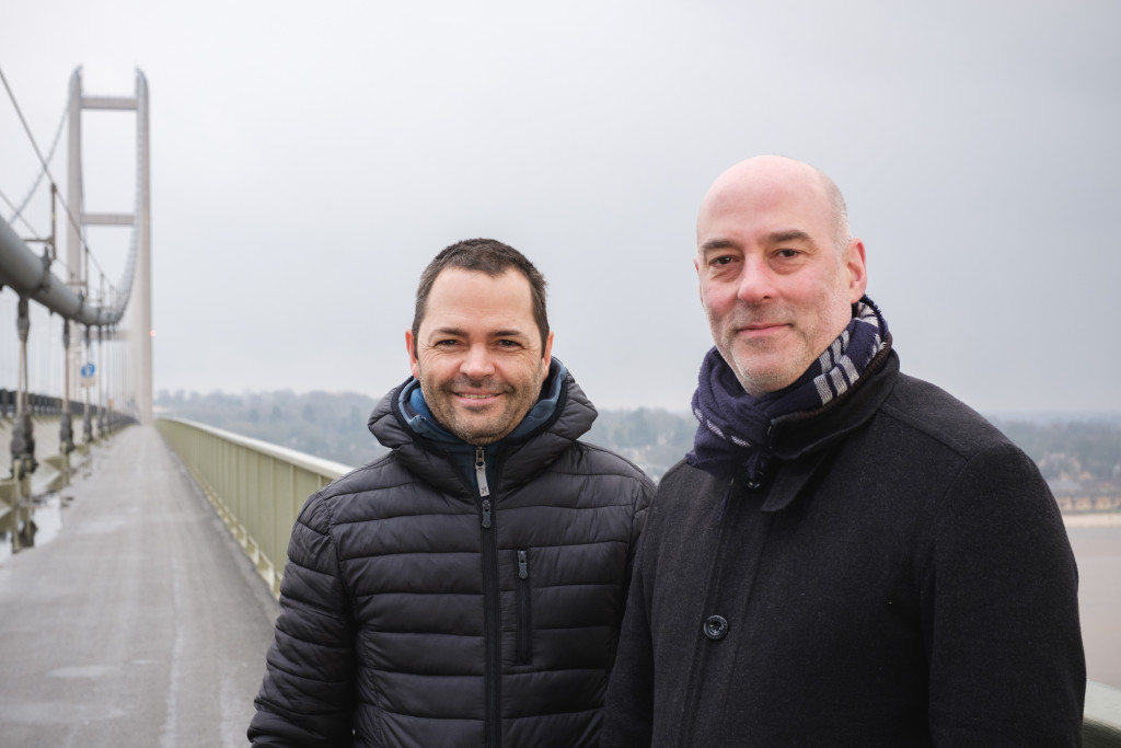 Arve Henriksen and Jan Bang on Humber Bridge. Photo - Tom Arber